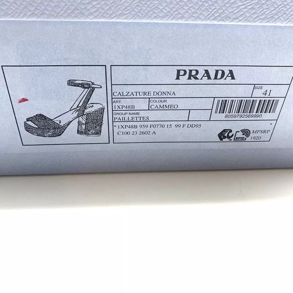 Prada Sequined Satin Platform Sandals - Picture 8 of 9